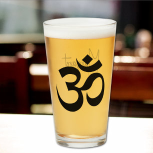 Eleganter Name, Black Om Symbol 16oz Pint Beer Glas