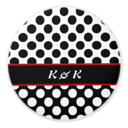 Eleganter Name Black Polka Dot Design Drawer Knob Keramikknauf
