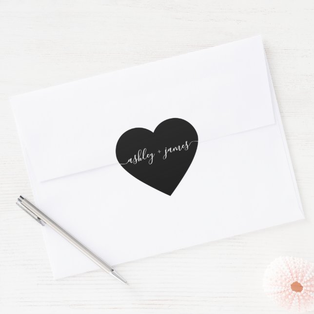 Eleganter Name Black Wedding Umschlag Aufkleber (Umschlag)