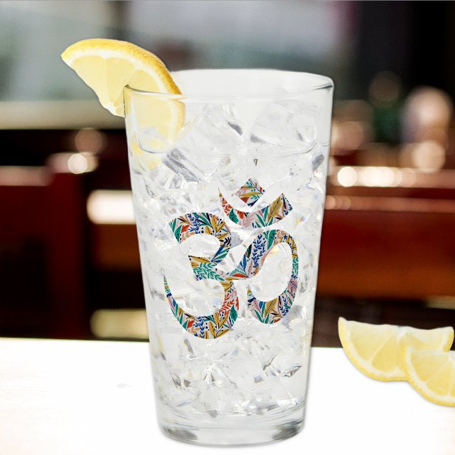 Eleganter Name, buntes botanisches Symbol 16oz Glas (Von Creator hochgeladen)