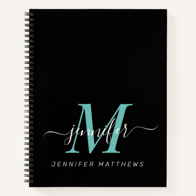 Eleganter Name der Aquamarinen Personalisierten Mo Notizbuch (Vorderseite)