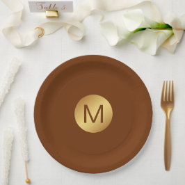 Eleganter Name der Klasse Brown & Gold Pappteller