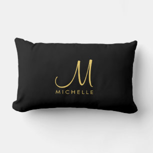 Eleganter Name der Schwarz-Gold-Kalligrafie Lendenkissen
