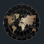 Eleganter Name der Schwarz-Gold Weltkarte Dartscheibe<br><div class="desc">Elegant Black Honeymoon Fund World Map</div>