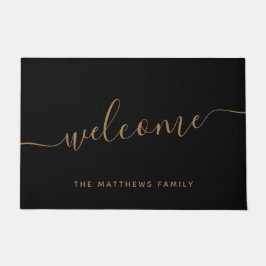 Eleganter Name der schwarzen goldenen Skriptfamili Fußmatte