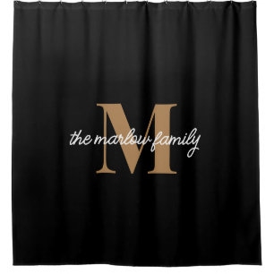 Eleganter Name der schwarzen Monogram-Skriptfamili Duschvorhang