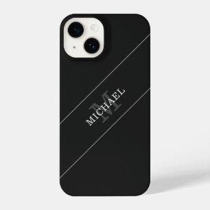 Eleganter Name der Schwarzen Silber Monogramm Pers iPhone 14 Hülle