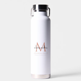 Eleganter Name der White Rose Gold Black Simple Mo Trinkflasche