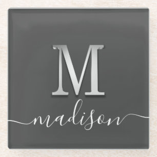 Eleganter Name des benutzerdefinierten Monogramms  Glasuntersetzer