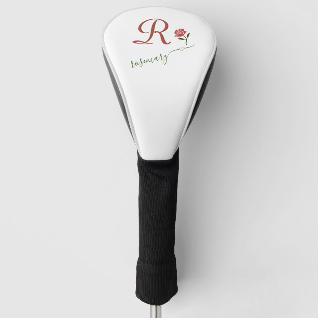 Eleganter Name des Bloral-Herzens in Monogramm Golf Headcover (Vorderseite)