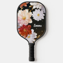 Eleganter Name des Blumenmusters in Rot und Weiß Pickleball Schläger