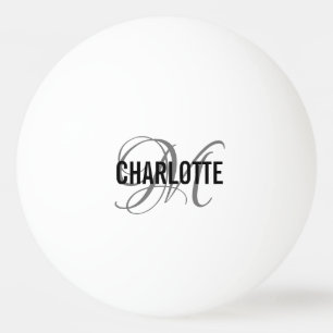 Eleganter Name des grauen Skripts Monogramm   Tischtennisball