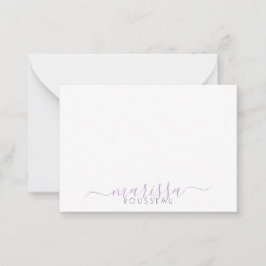 Eleganter Name des Lila Monogramms für moderne Skr Mitteilungskarte