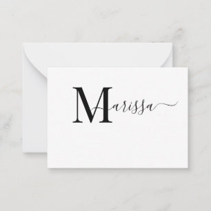 Eleganter Name des Lila Monogramms für moderne Skr Mitteilungskarte