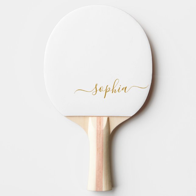 Eleganter Name des Monogramms für Gold-Script Tischtennis Schläger (Vorderseite)