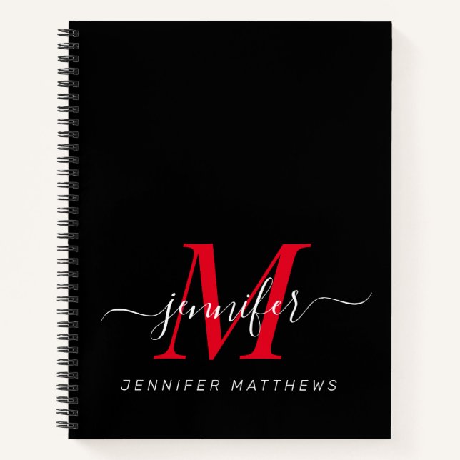 Eleganter Name des Personalisierten Monogrammes Notizbuch (Vorderseite)