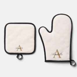 Eleganter Name des Personalisierten Monogrammes Ofenhandschuh & Topflappen-Set