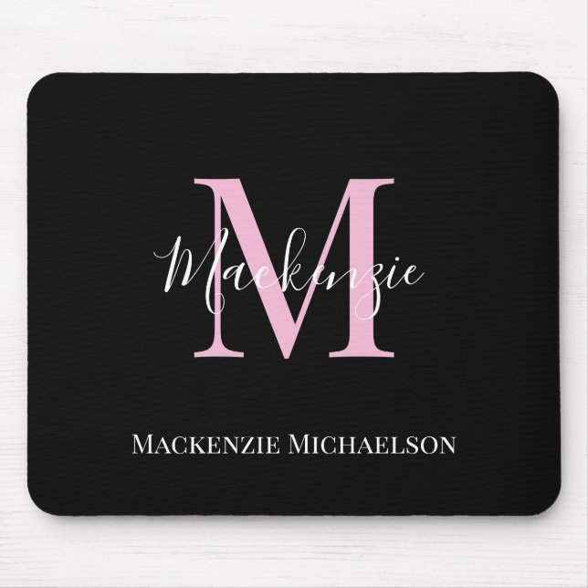Eleganter Name des Personalisierten Monogramms in  Mousepad (Vorne)