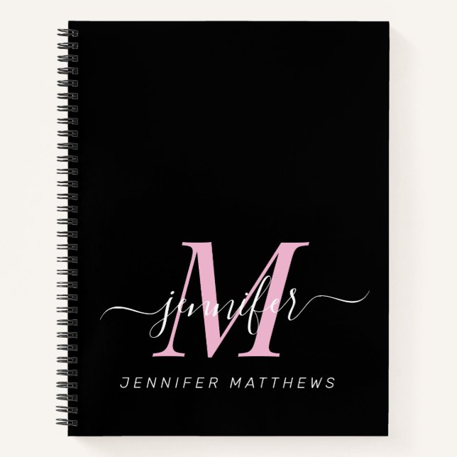 Eleganter Name des Personalisierten Monogramms in  Notizbuch (Vorderseite)
