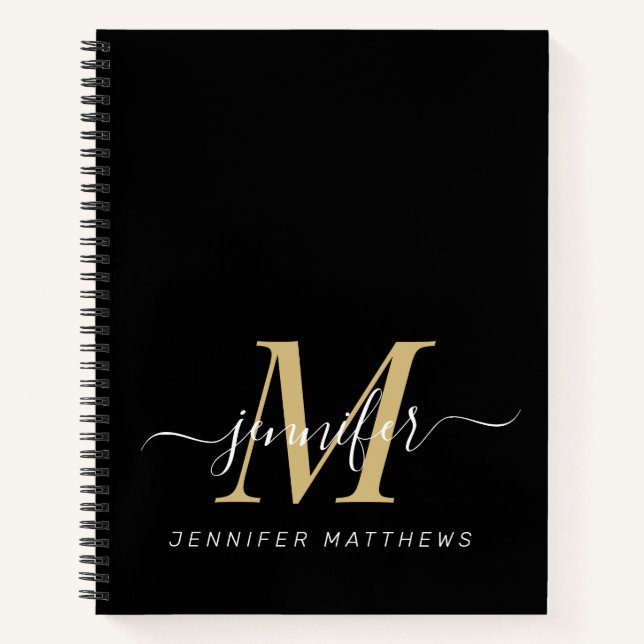 Eleganter Name des Personalisierten Monogramms Notizbuch (Vorderseite)