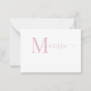 Eleganter Name des rosafarbenen Monogramms für mod Mitteilungskarte
