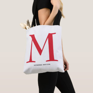 Eleganter Name des roten Monogramms Tasche