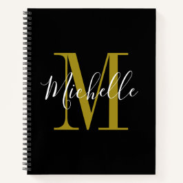 Eleganter Name des Schwarzen Goldenen Monogramms f Notizbuch