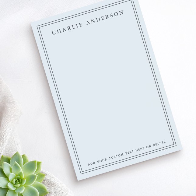 Eleganter Name doppelter Rand helles staubiges Bla Post-it Klebezettel (Elegant name double border light dusty blue post-it notes)