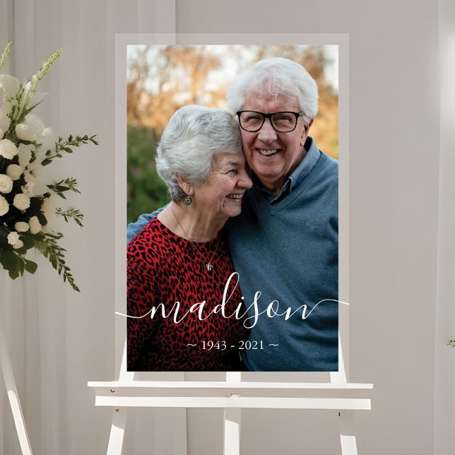 Eleganter Name Foto Memorial Keepake Acrylschild (Elegant Script Name Photo Memorial Keepsake Acrylic Sign
)