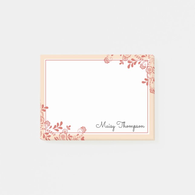 Eleganter Name für Blumenschrift Post-it Klebezettel (Vorderseite)