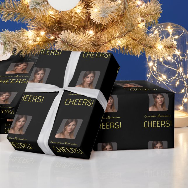 Eleganter Name für das Schwarze Foto Geschenkpapier (Feiertage)