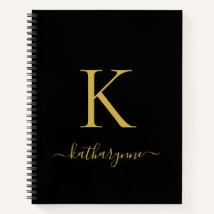 Eleganter Name für das Schwarze Gold Monogram Scri Notizbuch