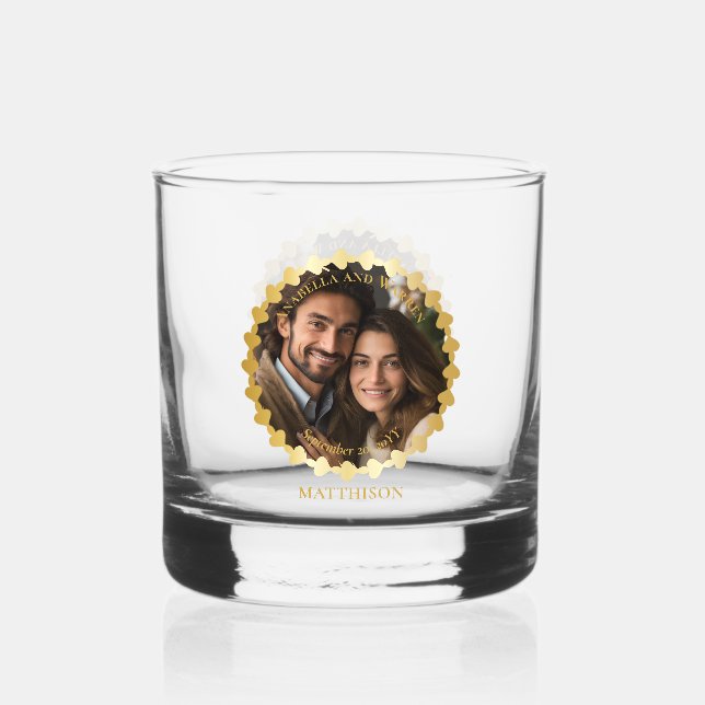 Eleganter Name für Hochzeit oder Jubiläum Foto Whiskyglas (Vorderseite)