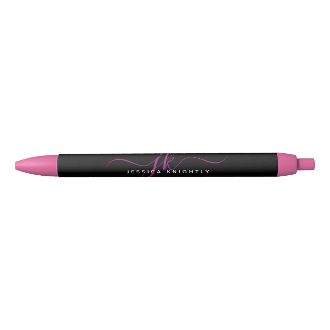 Eleganter Name für rosa Skriptmonogramm Kugelschreiber (Vorderseite)