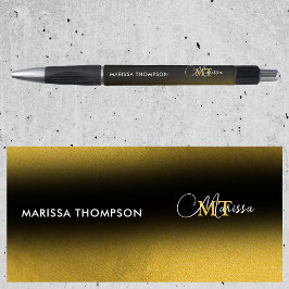 Eleganter Name für Schwarz-Gold-Gradient-Monogramm Kugelschreiber