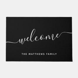 Eleganter Name für Schwarz-weiße Skriptfamilie Wil Fußmatte