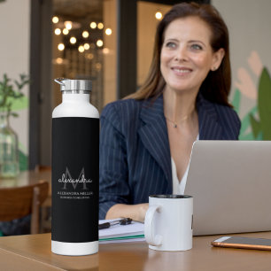 Eleganter Name in Schwarz und Weiß Trinkflasche