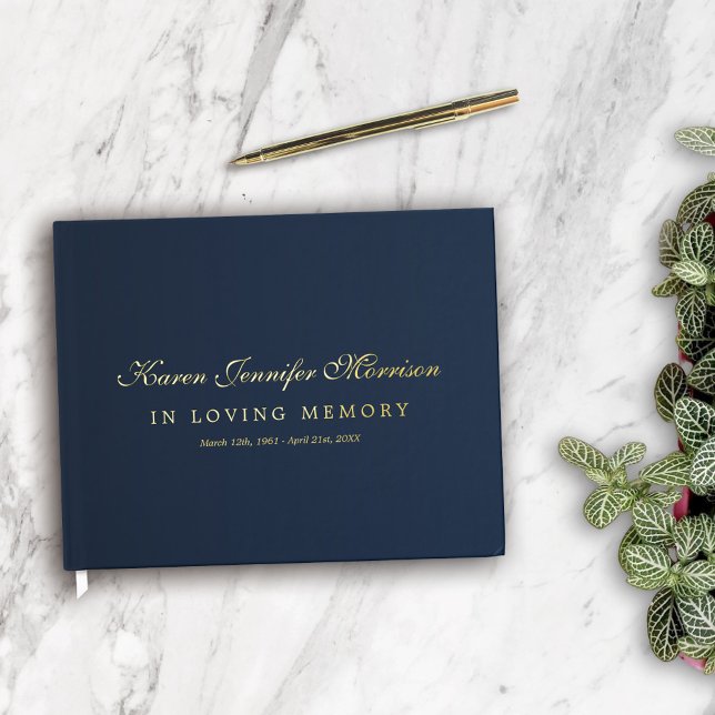 Eleganter Name in Script Navy Blue in Love Memory Gästebuch (Von Creator hochgeladen)
