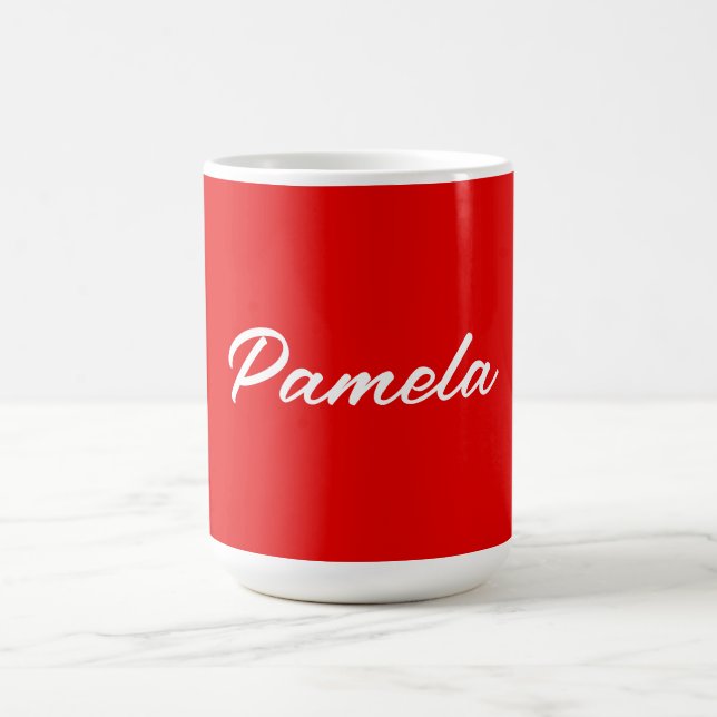 Eleganter Name Minimalistischer Warm-Rot Kaffeetasse (Mittel)