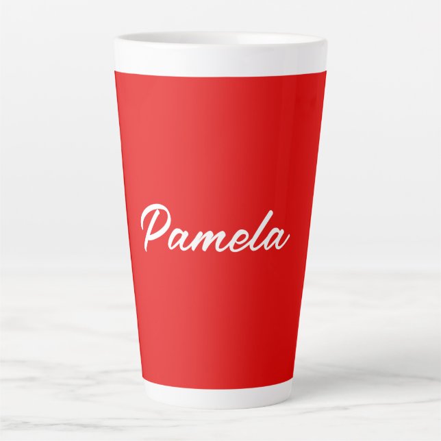 Eleganter Name Minimalistischer Warm-Rot Milchtasse (Vorderseite)