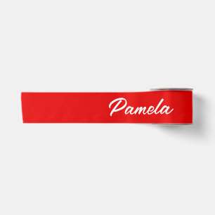 Eleganter Name Minimalistischer Warm-Rot Satinband
