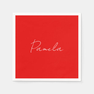 Eleganter Name Minimalistischer Warm-Rot Serviette