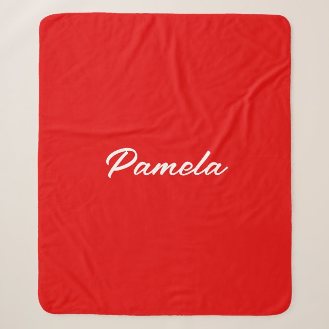 Eleganter Name Minimalistischer Warm-Rot Sherpadecke (Vorderseite)
