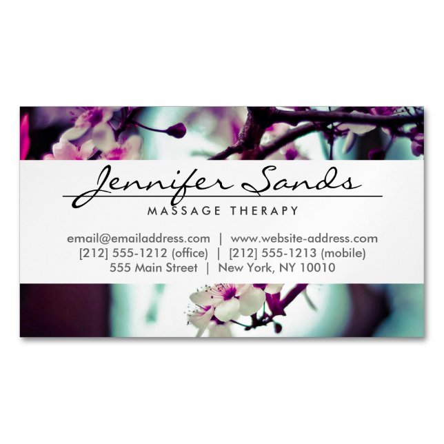 ELEGANTER NAME MIT CHERRY BLOSSOMEN MAGNETISCHE VISITENKARTE (Vorderseite)