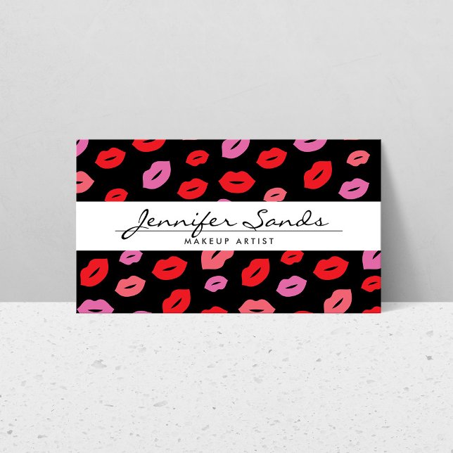 Eleganter Name mit Glam Lip Print for Makeup Artis Visitenkarte (Von Creator hochgeladen)