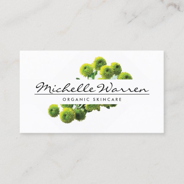 ELEGANTER NAME MIT GRÜNEN MUMS-BLUME VISITENKARTE (Vorderseite)