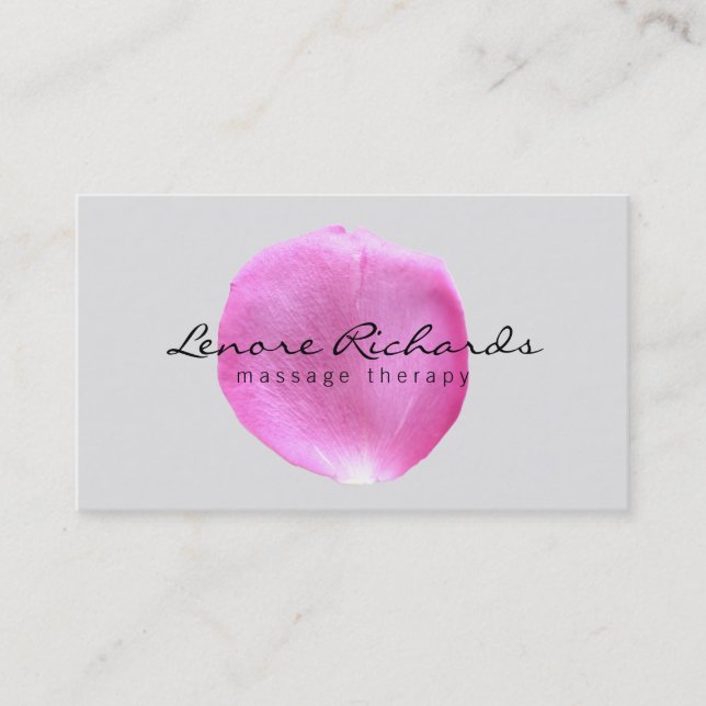 Eleganter Name mit rosa Blume Petal II Visitenkarte (Vorderseite)