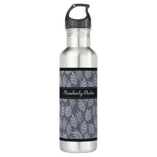 Eleganter Name Modernes Schiefergraues Blätter Mus Trinkflasche