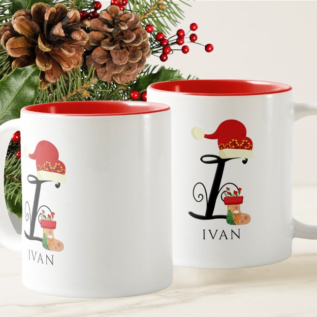 Eleganter Name Modernes Skript Alle Buchstaben I W Zweifarbige Tasse (Von Creator hochgeladen)