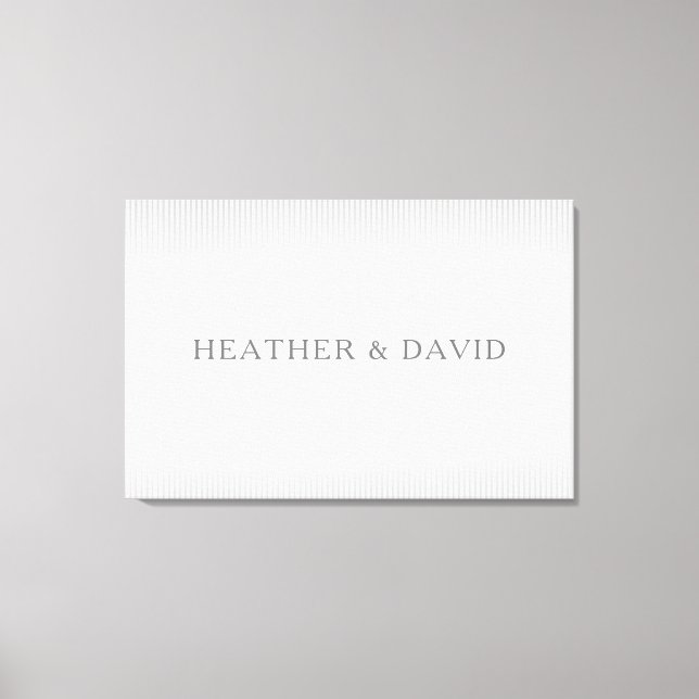 Eleganter Name Monogram & Dünne graue Streifen Leinwanddruck (Vorderseite)